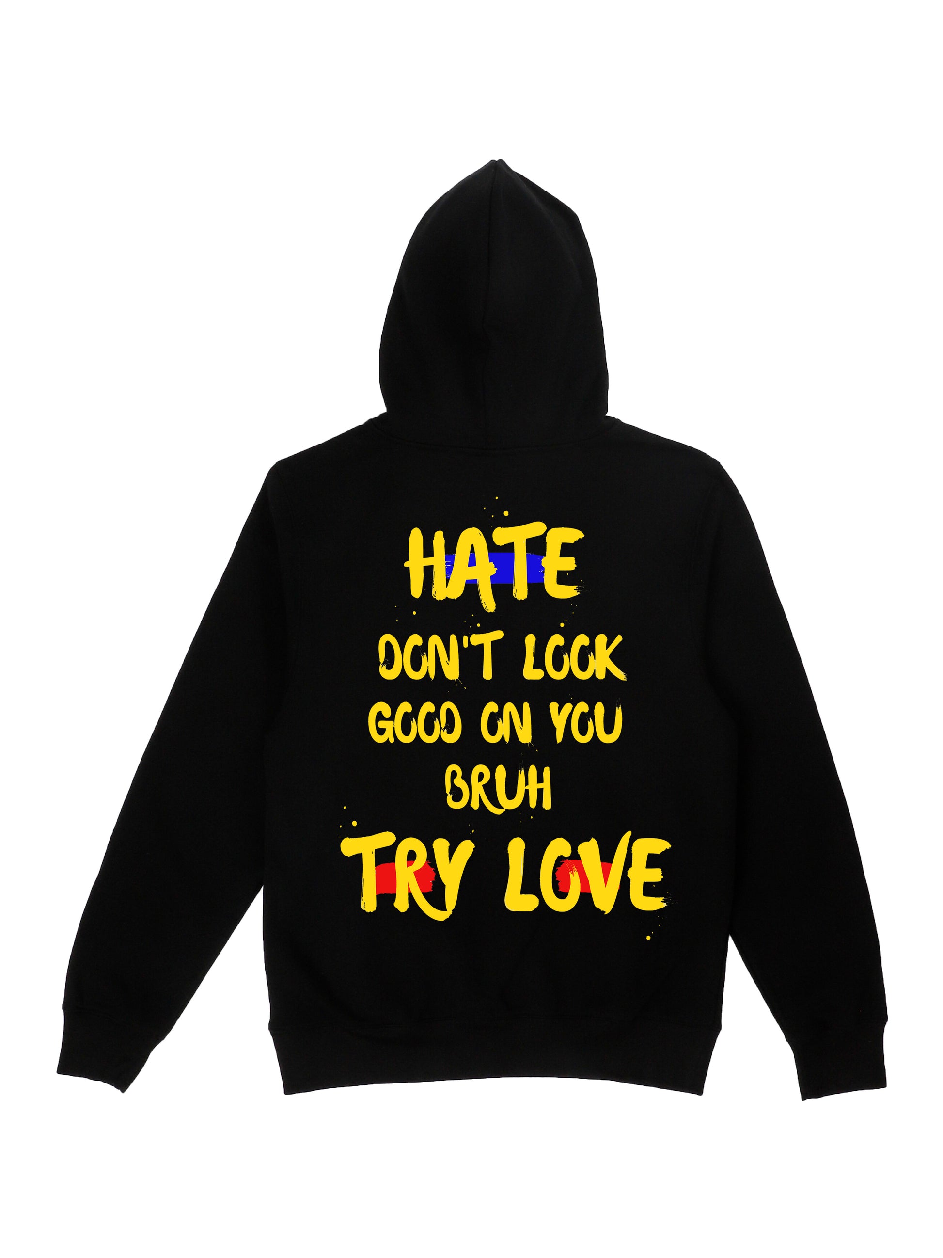 Try Love Black Hoodie Yellow Design